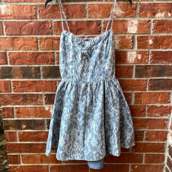 Bethany Mota Womens Large Blue Printed Cutout Back Spaghetti Strap Dress - Picture 1 of 10